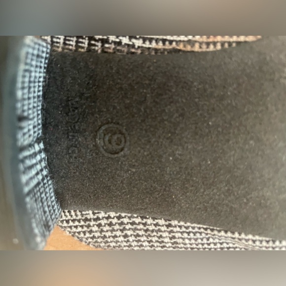 Gap Women's Sz 9 Black White Glen Plaid Tweed Fabric Slide Block Heel Mules - Picture 10 of 10